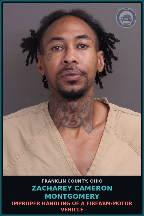 Booking mugshot of Zacharey Cameron Montgomery in Franklin County