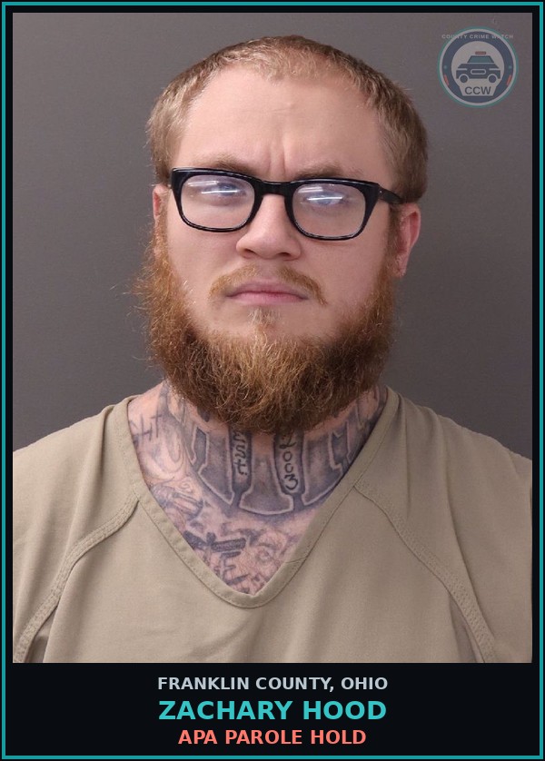 Booking mugshot of Zachary Hood in Franklin County