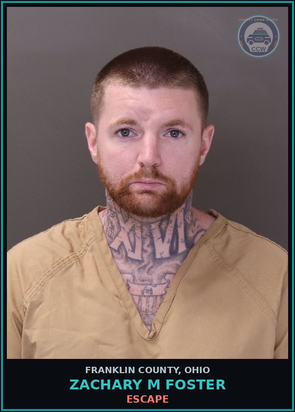 Booking mugshot of Zachary M Foster in Franklin County