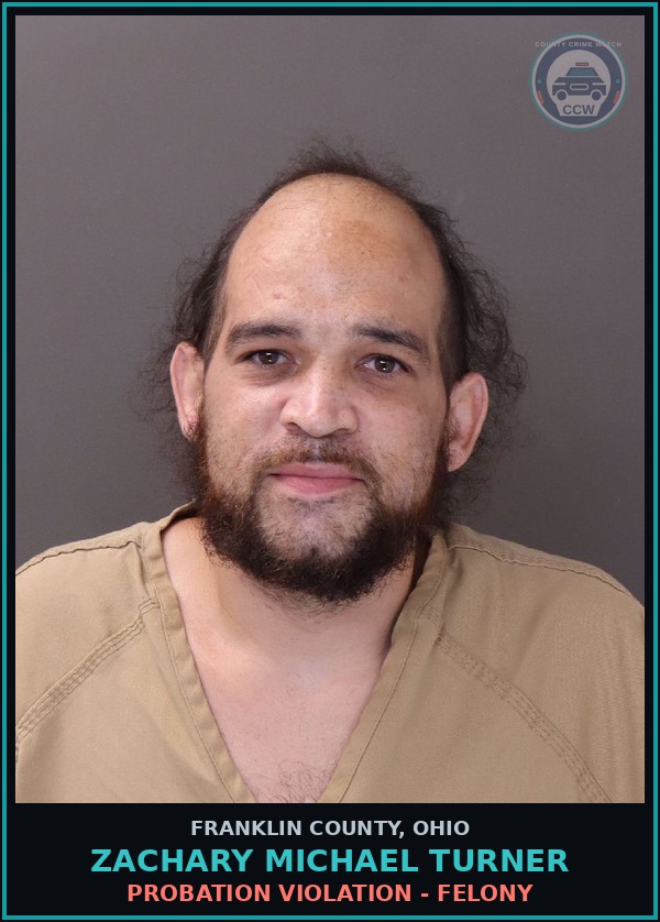 Booking mugshot of Zachary Michael Turner in Franklin County