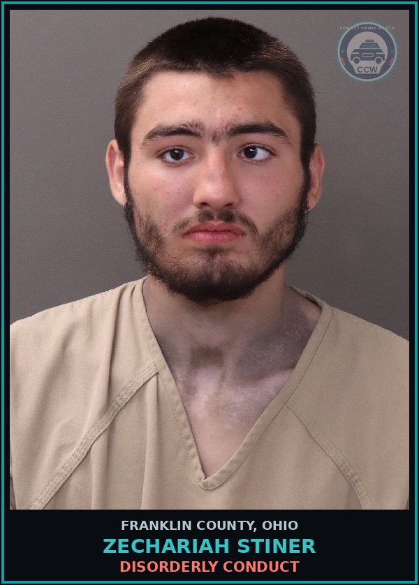 Booking mugshot of Zechariah Stiner in Franklin County