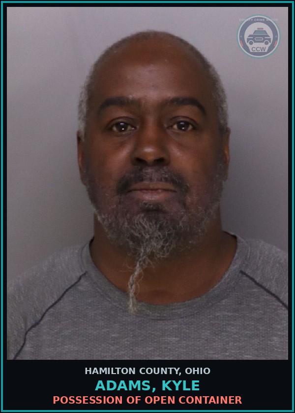 Booking mugshot of Adams, Kyle in Hamilton County