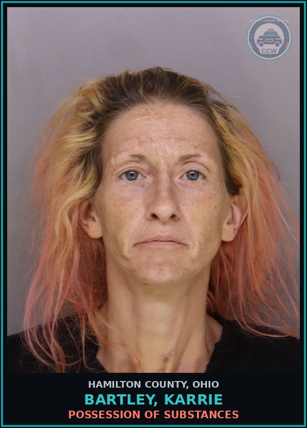 Booking mugshot of Bartley, Karrie in Hamilton County