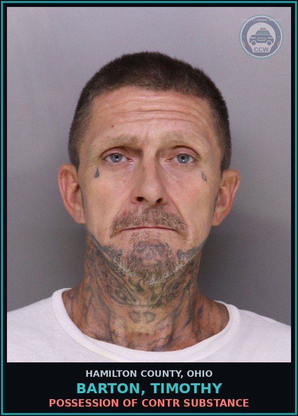Booking mugshot of Barton, Timothy in Hamilton County