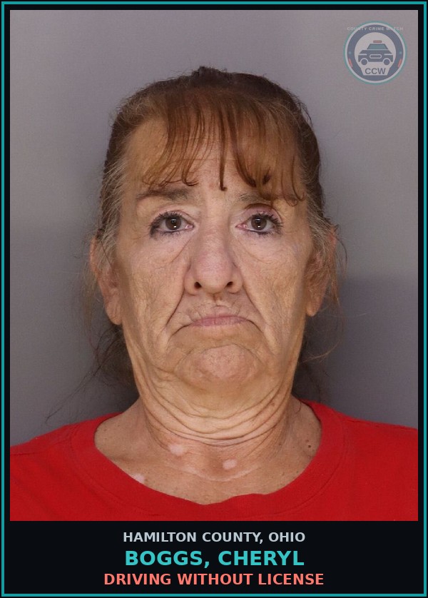 Booking mugshot of Boggs, Cheryl in Hamilton County