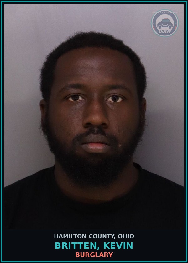Booking mugshot of Britten, Kevin in Hamilton County