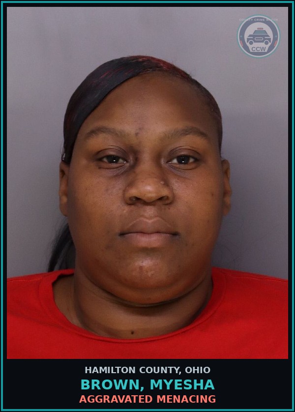 Booking mugshot of Brown, Myesha in Hamilton County