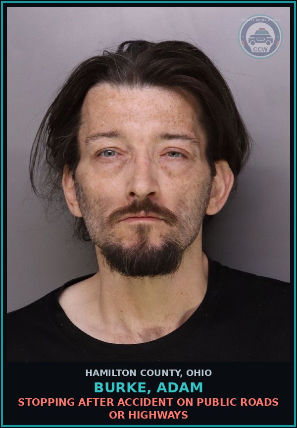 Booking mugshot of Burke, Adam in Hamilton County