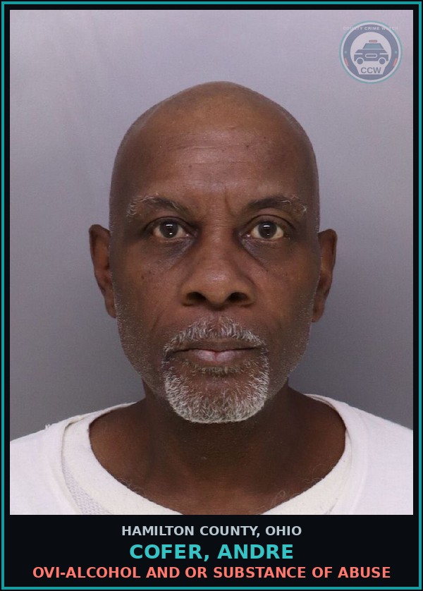 Booking mugshot of Cofer, Andre in Hamilton County
