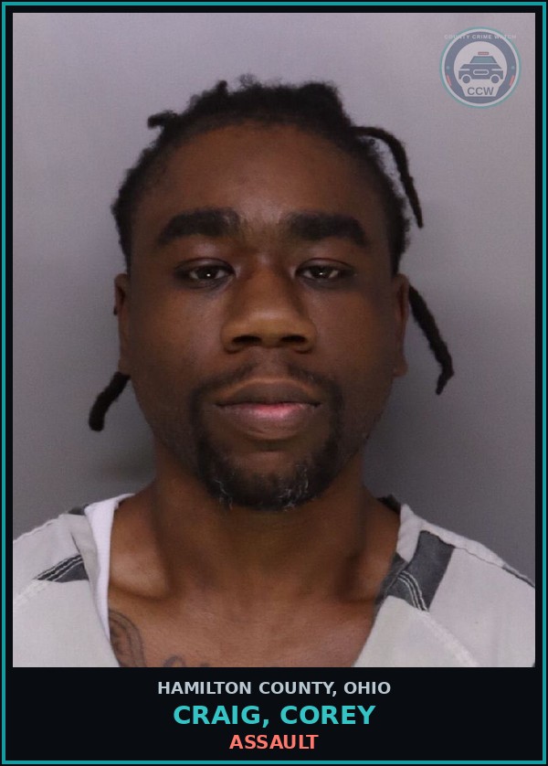 Booking mugshot of Craig, Corey in Hamilton County
