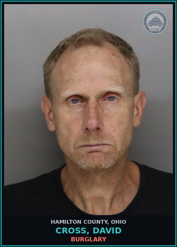 Booking mugshot of Cross, David in Hamilton County