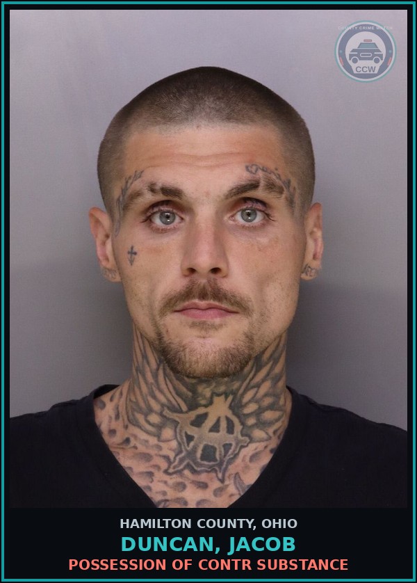 Booking mugshot of Duncan, Jacob in Hamilton County