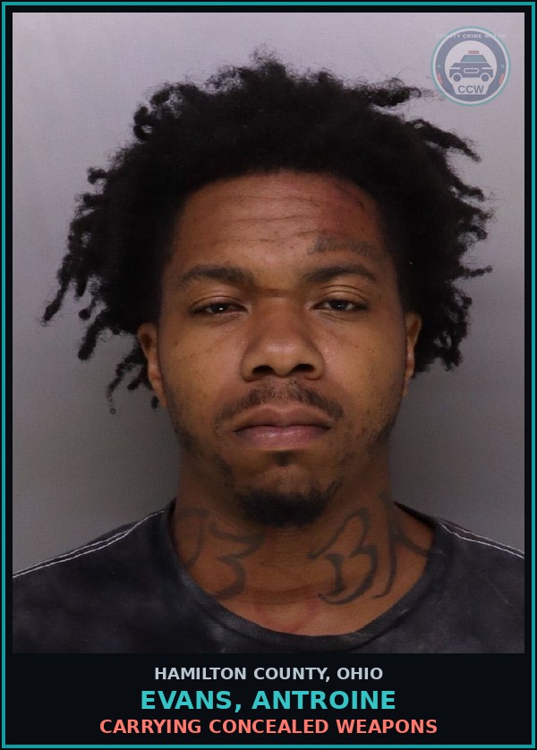 Booking mugshot of Evans, Antroine in Hamilton County
