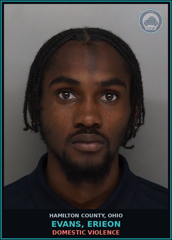 Booking mugshot of Evans, Erieon in Hamilton County