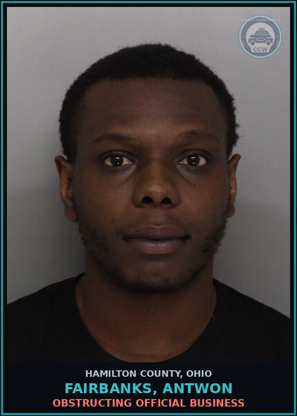 Booking mugshot of Fairbanks, Antwon in Hamilton County