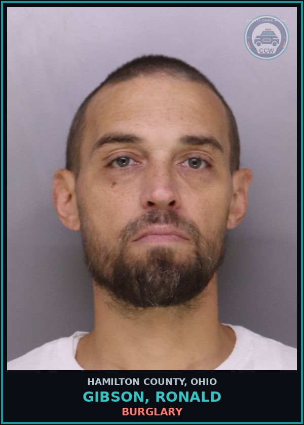 Booking mugshot of Gibson, Ronald in Hamilton County