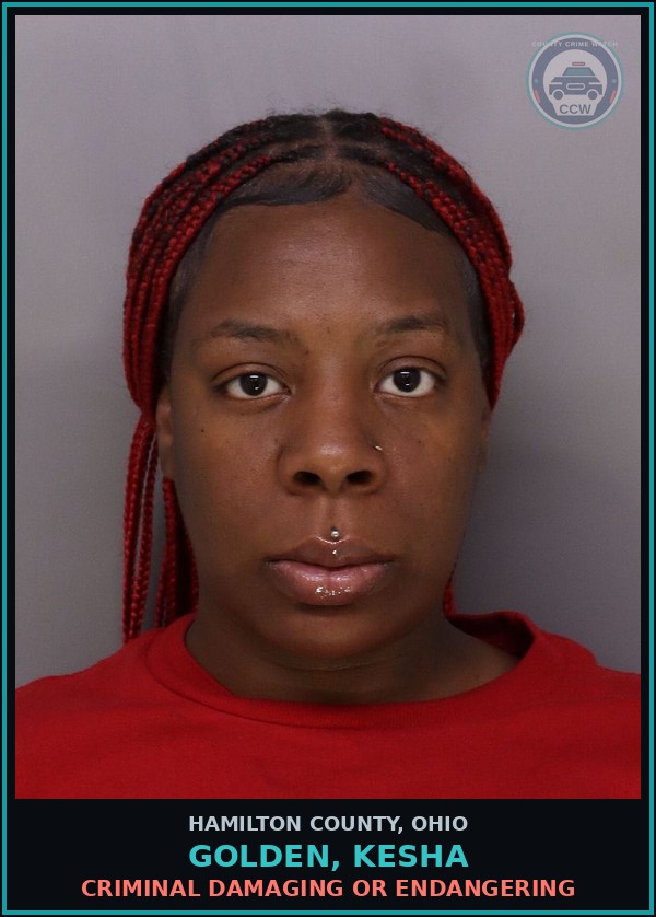 Booking mugshot of Golden, Kesha in Hamilton County