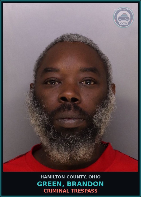 Booking mugshot of Green, Brandon in Hamilton County