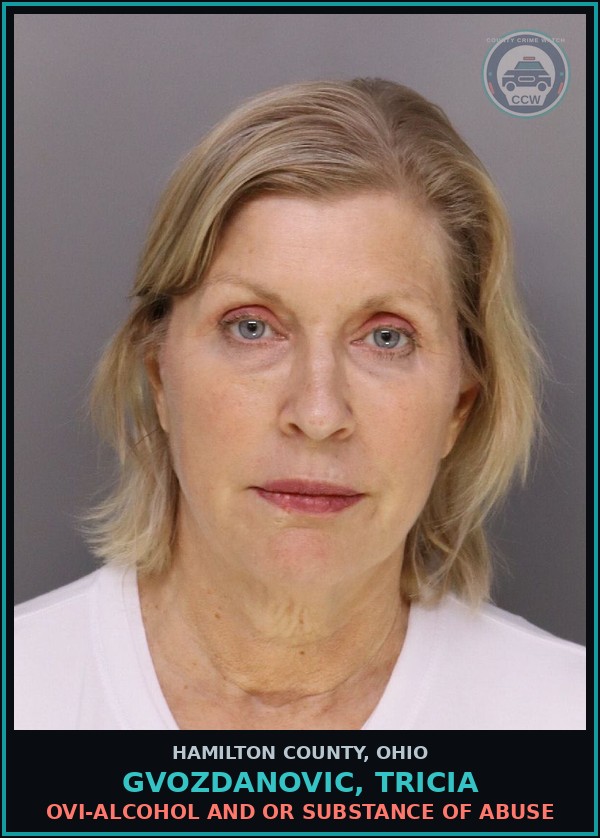 Booking mugshot of Gvozdanovic, Tricia in Hamilton County