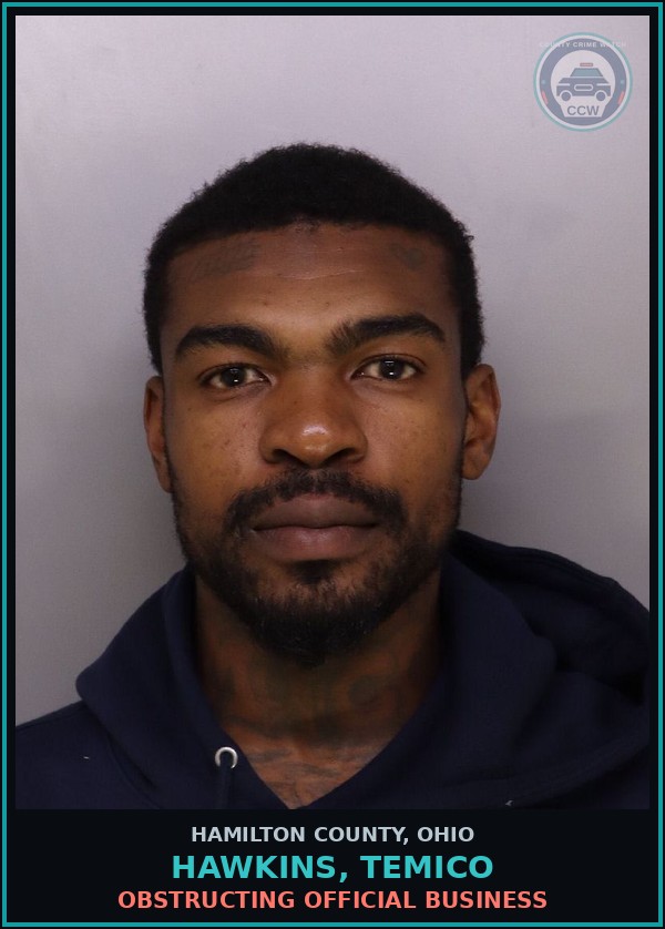 Booking mugshot of Hawkins, Temico in Hamilton County