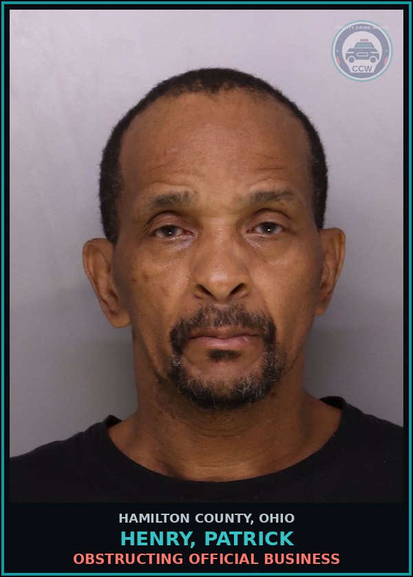 Booking mugshot of Henry, Patrick in Hamilton County