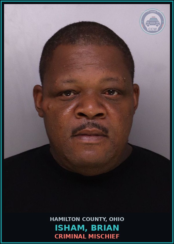 Booking mugshot of Isham, Brian in Hamilton County