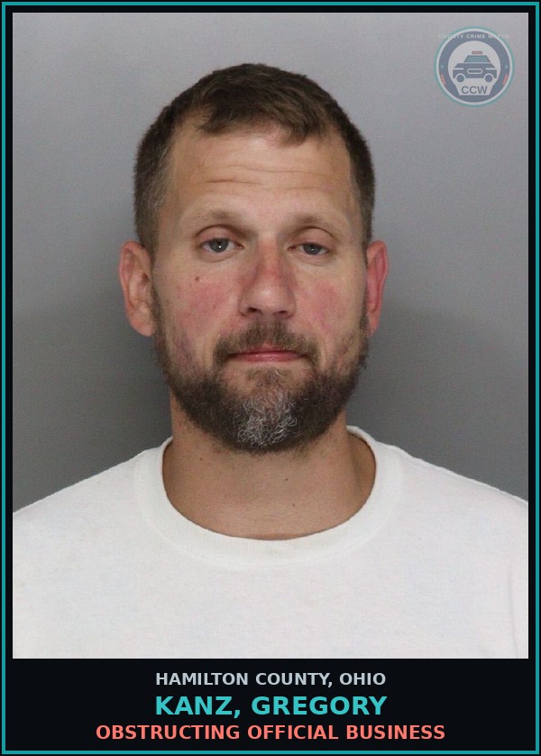Booking mugshot of Kanz, Gregory in Hamilton County