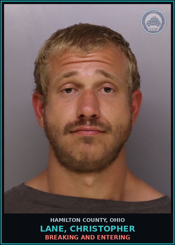 Booking mugshot of Lane, Christopher in Hamilton County