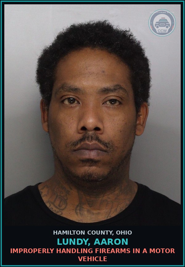 Booking mugshot of Lundy, Aaron in Hamilton County