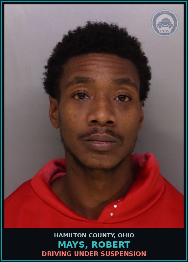 Booking mugshot of Mays, Robert in Hamilton County