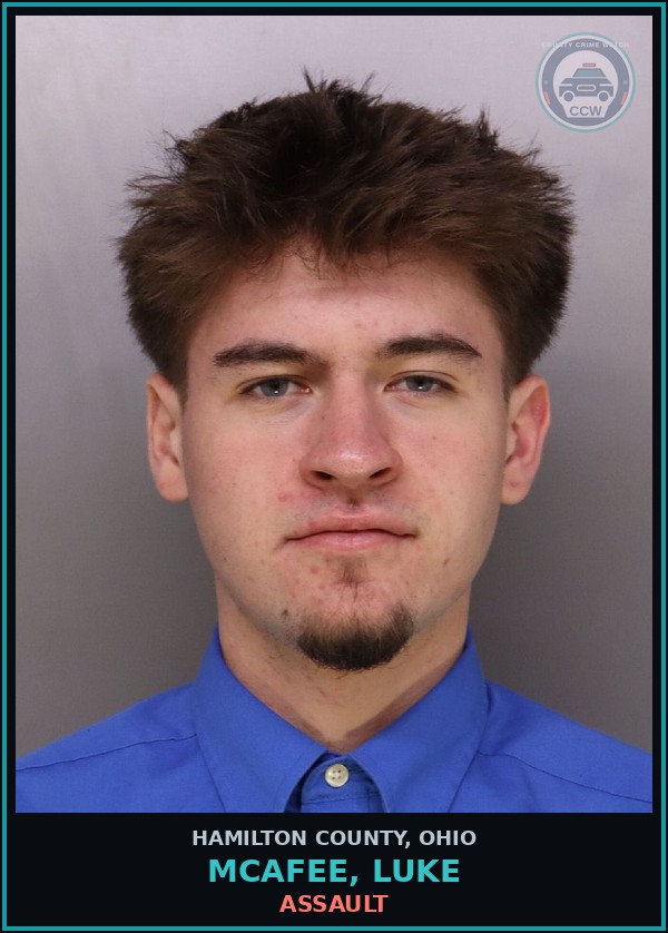 Booking mugshot of Mcafee, Luke in Hamilton County