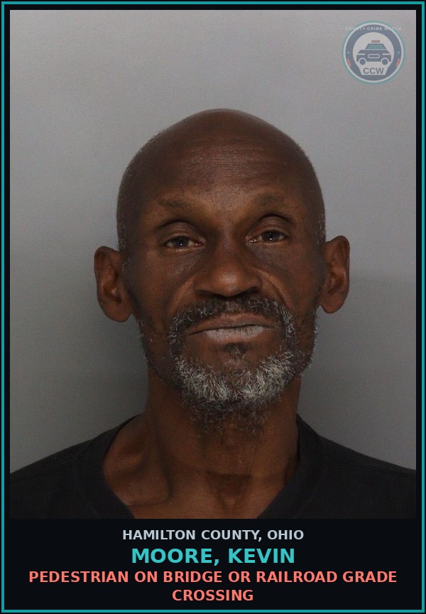 Booking mugshot of Moore, Kevin in Hamilton County