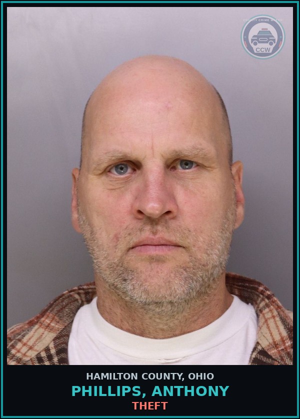 Booking mugshot of Phillips, Anthony in Hamilton County