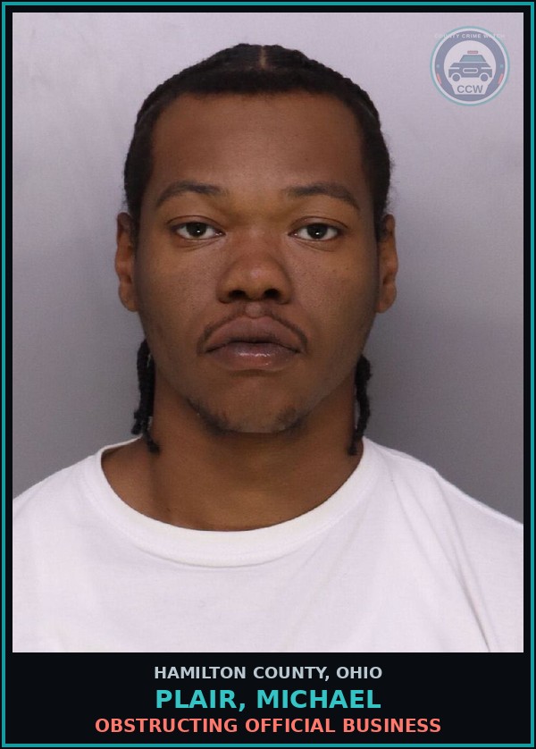 Booking mugshot of Plair, Michael in Hamilton County