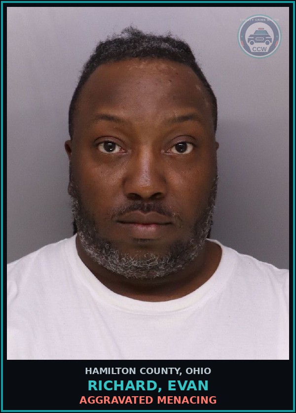Booking mugshot of Richard, Evan in Hamilton County