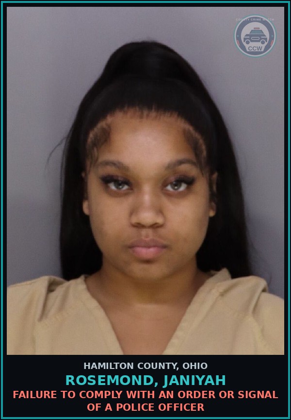 Booking mugshot of Rosemond, Janiyah in Hamilton County