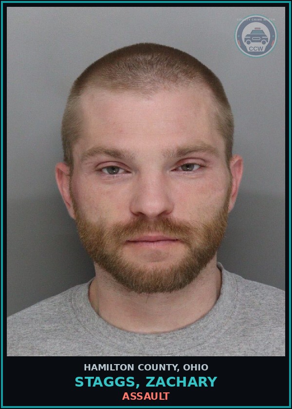Booking mugshot of Staggs, Zachary in Hamilton County