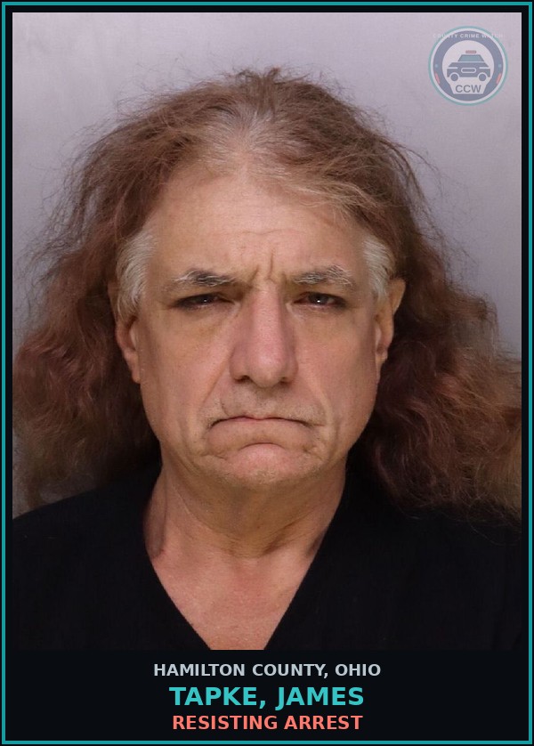 Booking mugshot of Tapke, James in Hamilton County