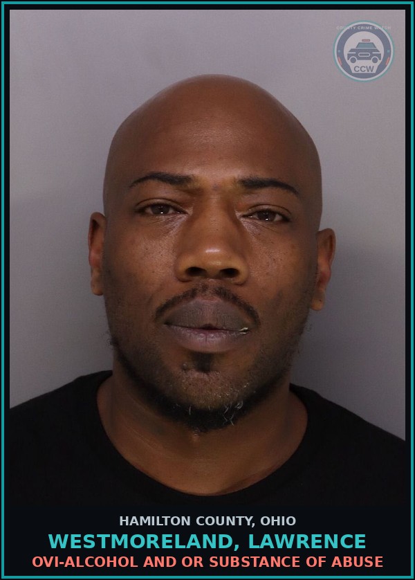 Booking mugshot of Westmoreland, Lawrence in Hamilton County