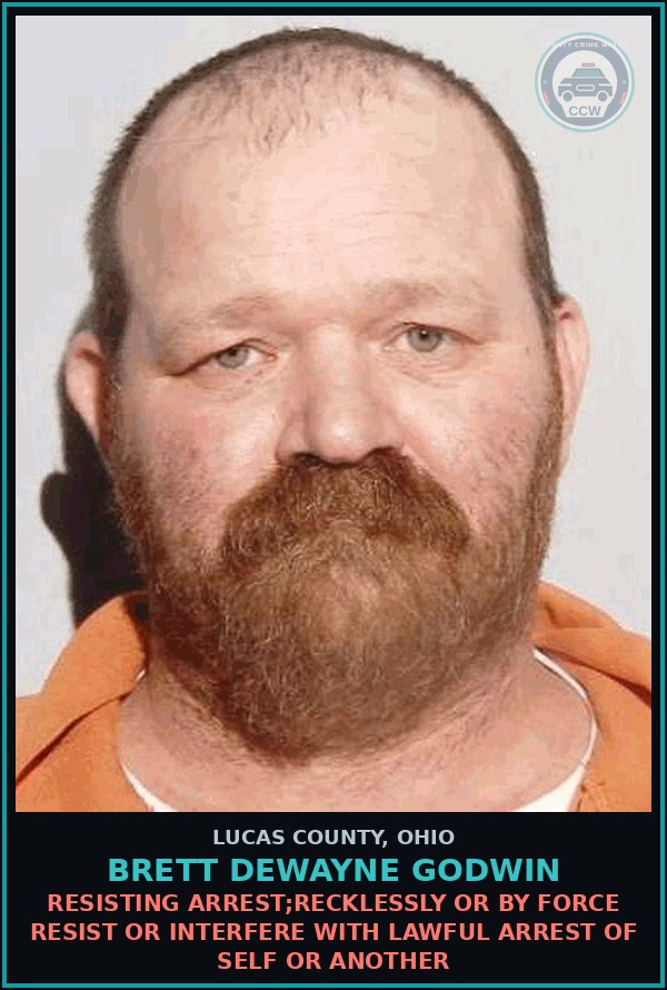 Booking mugshot of Brett Dewayne Godwin in Lucas County