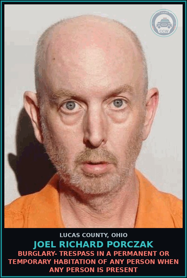 Booking mugshot of Joel Richard Porczak in Lucas County