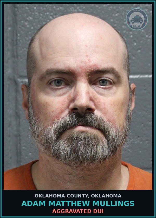 Booking mugshot of Adam Matthew Mullings in Oklahoma County
