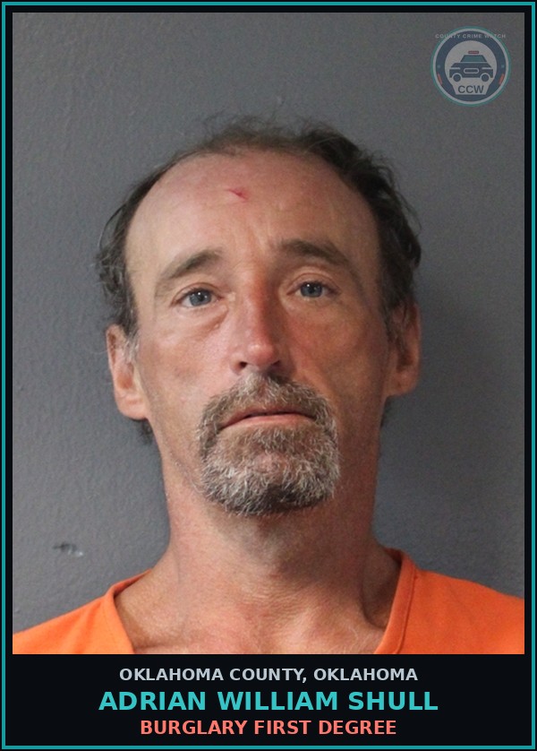 Booking mugshot of Adrian William Shull in Oklahoma County