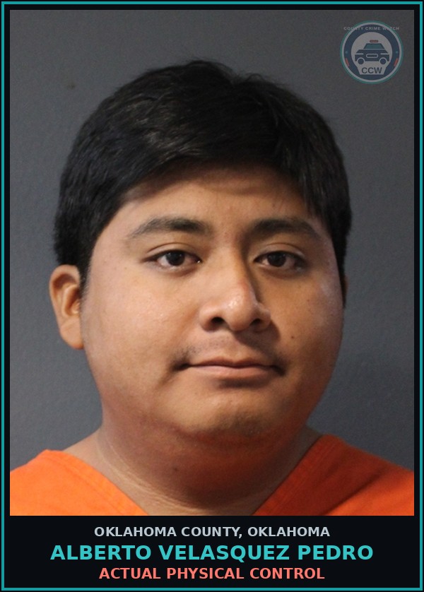 Booking mugshot of Alberto Velasquez Pedro in Oklahoma County