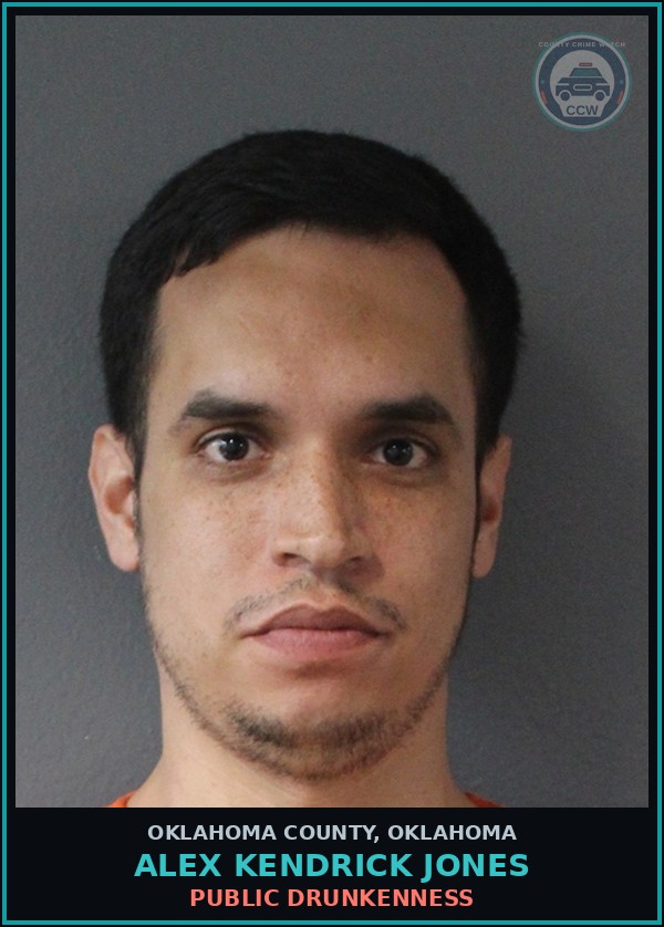 Booking mugshot of Alex Kendrick Jones in Oklahoma County