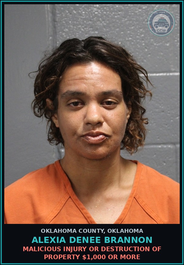 Booking mugshot of Alexia Denee Brannon in Oklahoma County