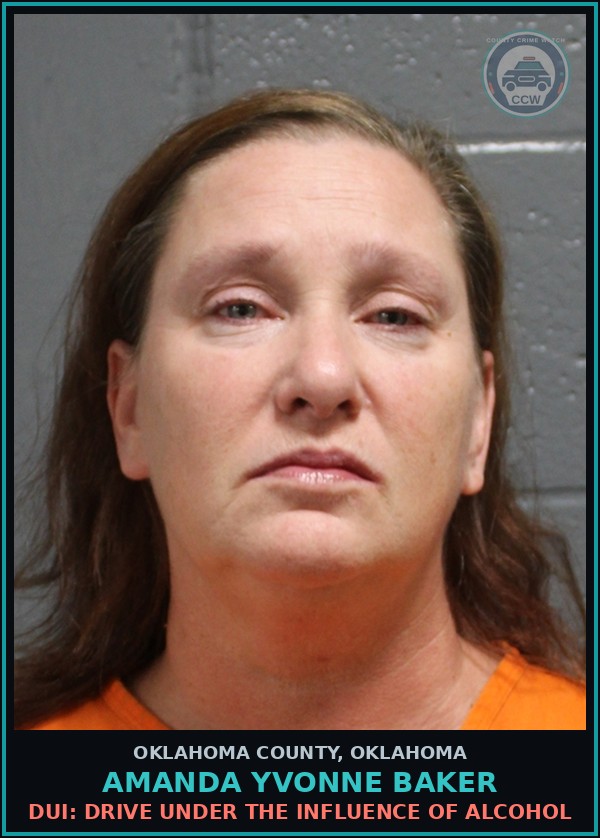 Booking mugshot of Amanda Yvonne Baker in Oklahoma County
