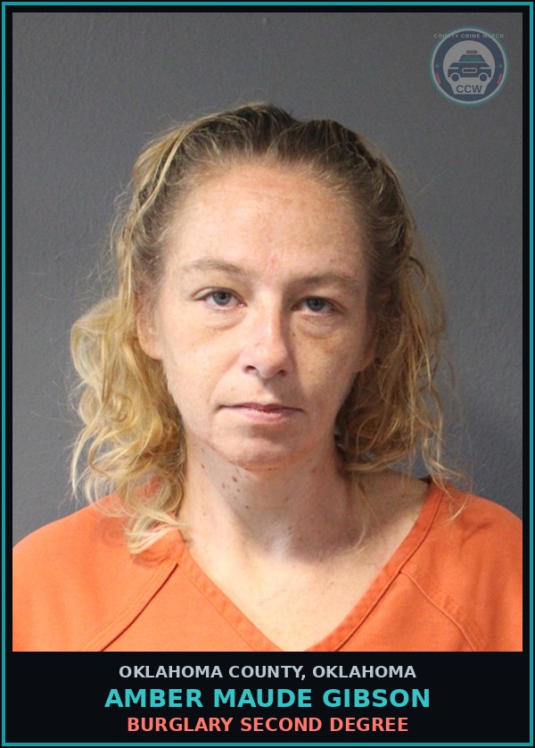 Booking mugshot of Amber Maude Gibson in Oklahoma County