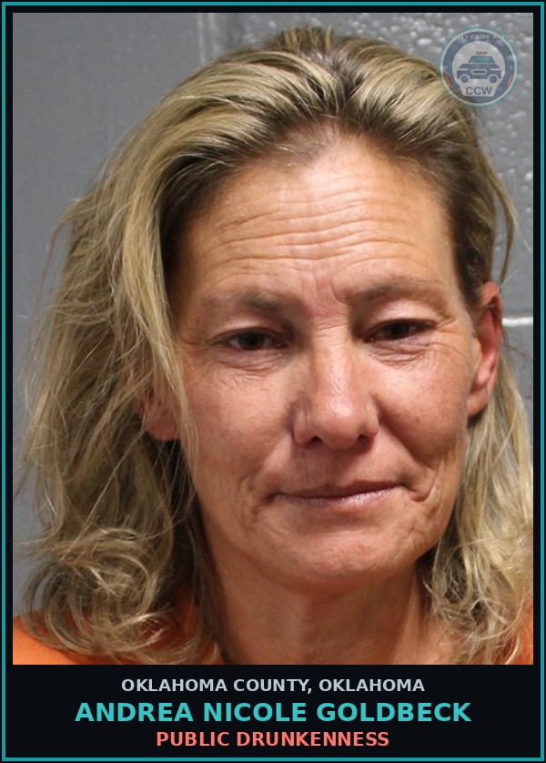 Booking mugshot of Andrea Nicole Goldbeck in Oklahoma County