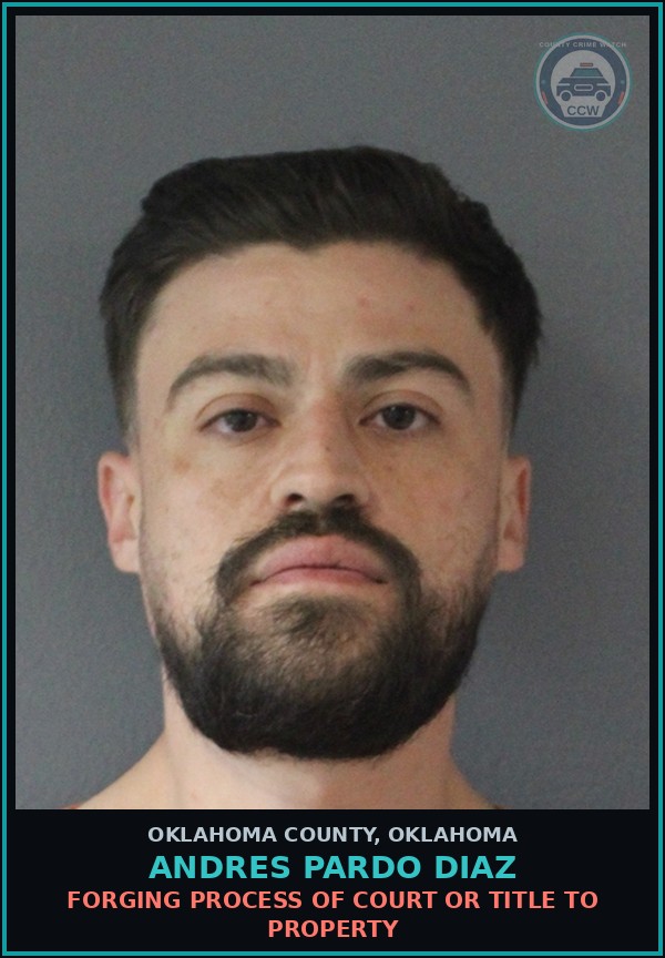 Booking mugshot of Andres Pardo Diaz in Oklahoma County